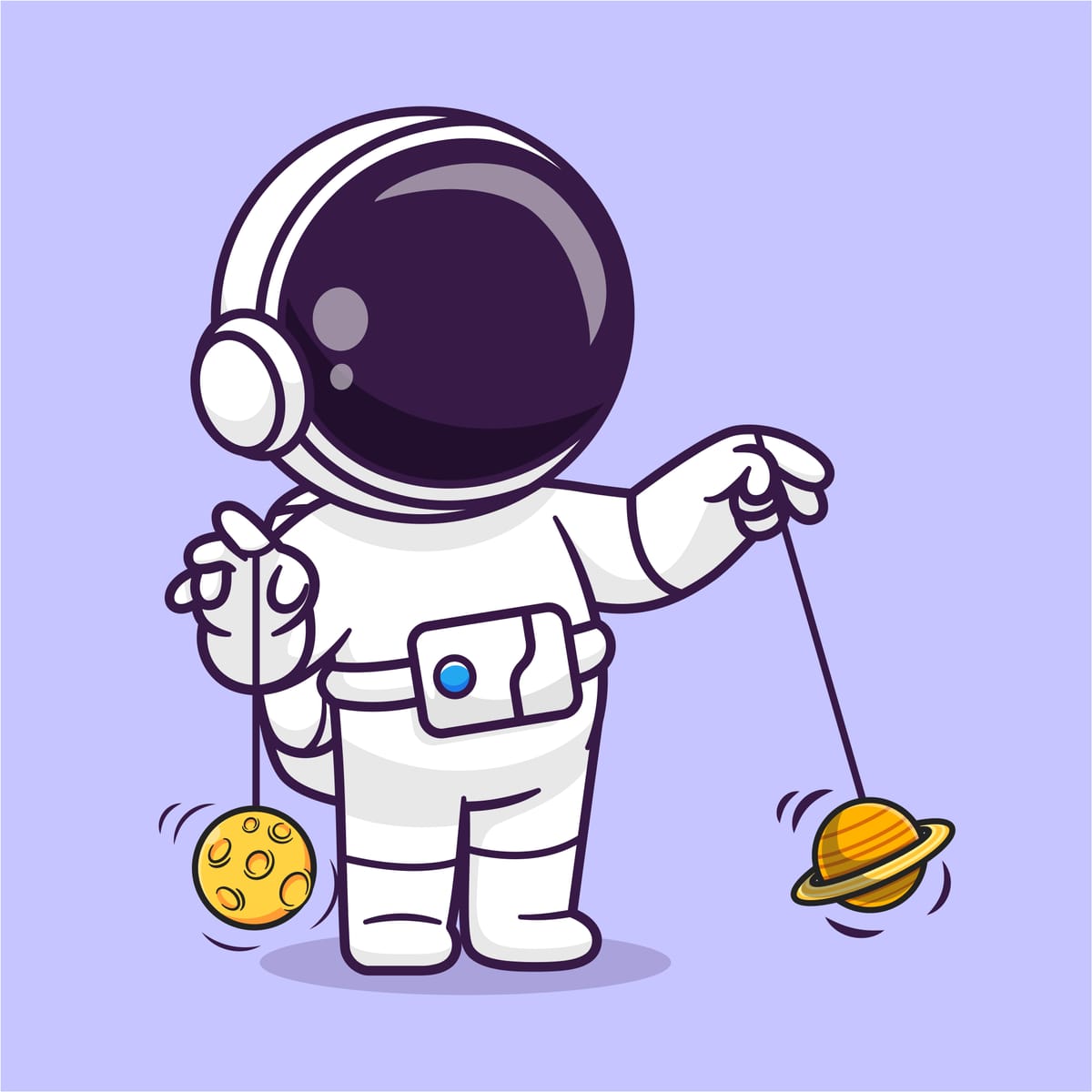 A cartoon astronaut yo-yos two planets... as if I could ever yo-yo that wel